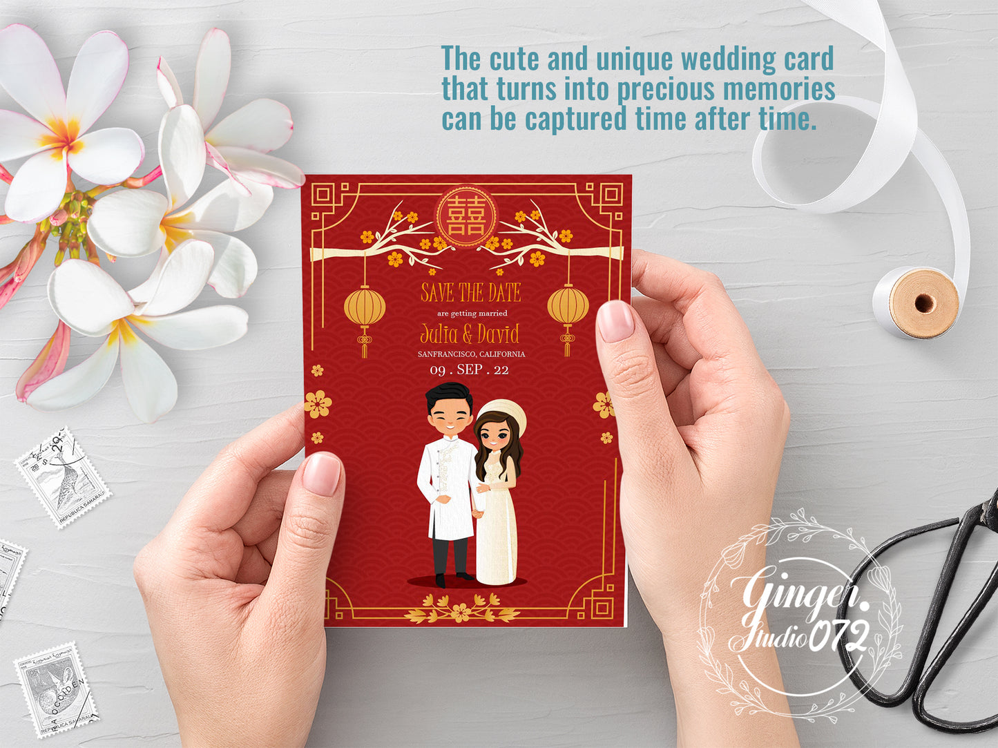 Cute Vietnamese wedding invite, Áo dài theme, Customize Invite Template #cvwl220702