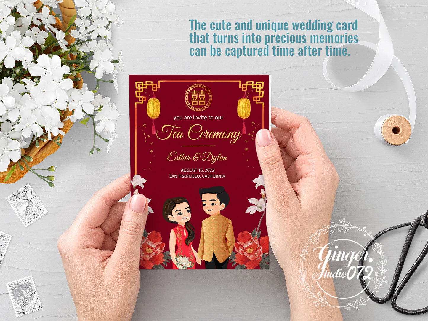 Cute Vietnamese wedding invite, Áo dài theme, Customize Invite Template #cvwl220905