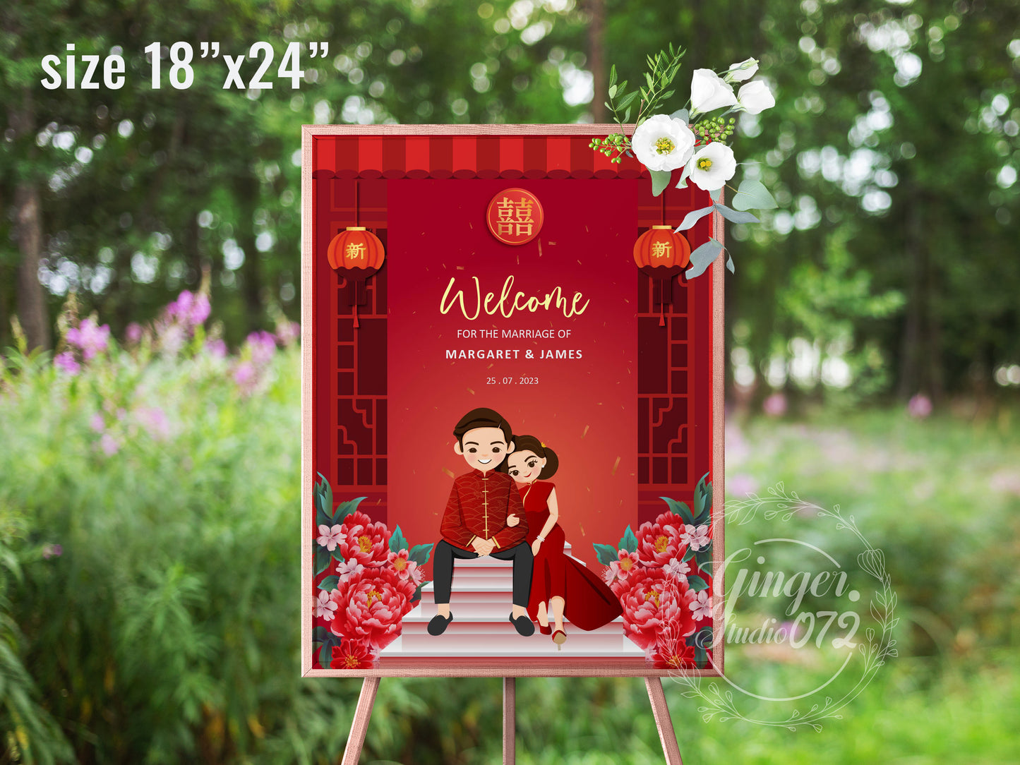 Cute Vietnamese Wedding, Tea ceremony, Welcome signage template #wcsl220606