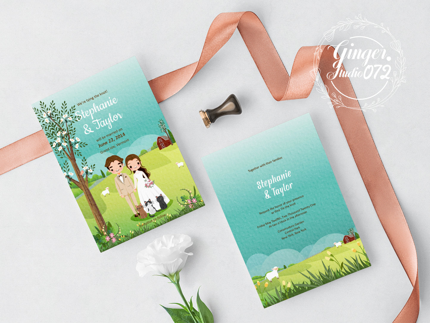 Cute Wedding invitation, E-invitation Template  #wd3852