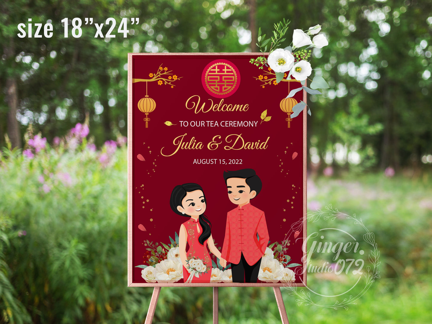 Cute Vietnamese Wedding, Tea ceremony, Welcome signage template #wcsl220607