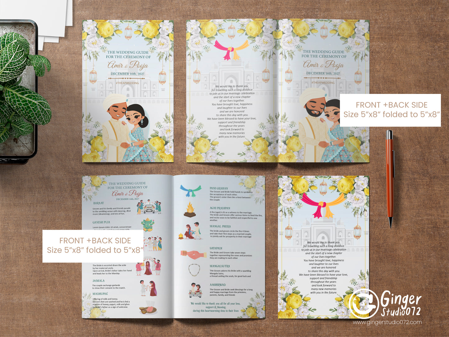 Wedding Program template | Hindu Ceremony Program & Indian Wedding program guide #wptp240602