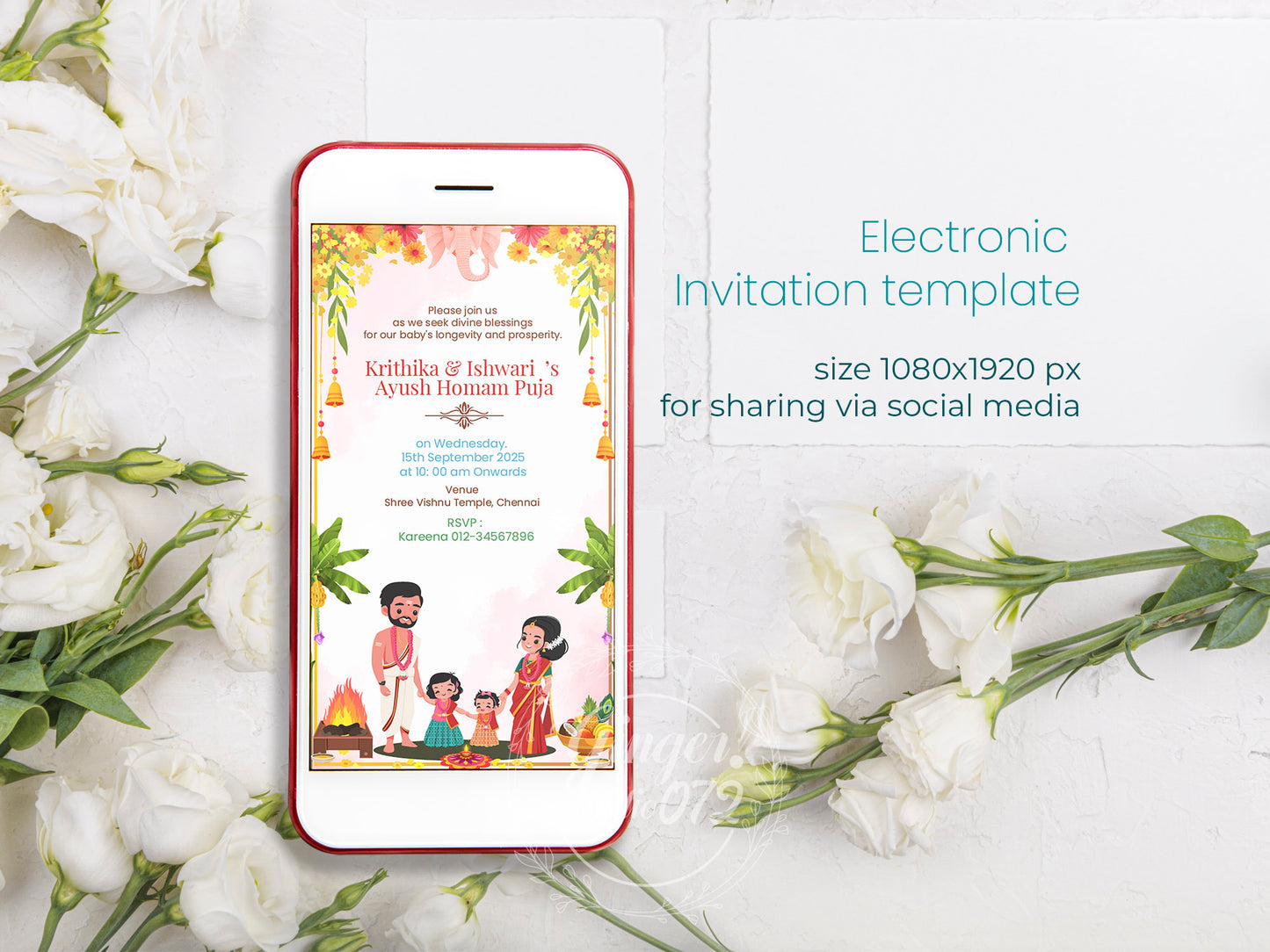 Cute Milestone invite, Ayush Homam puja function, Customize Template #hfiv2301202