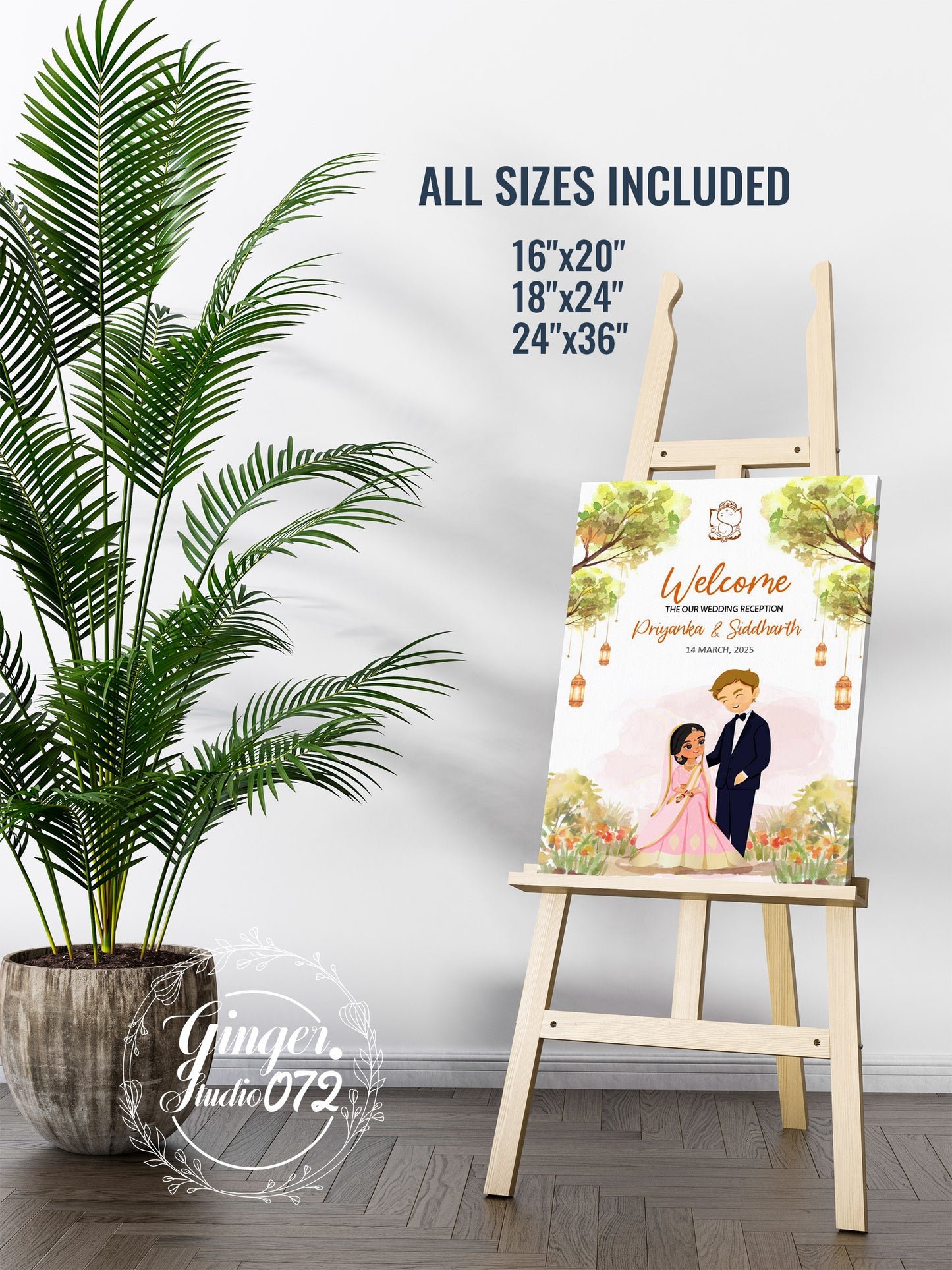 Cute Indian sign: Haldi/Mehndi/Sangeet, reception template #wcsl220701