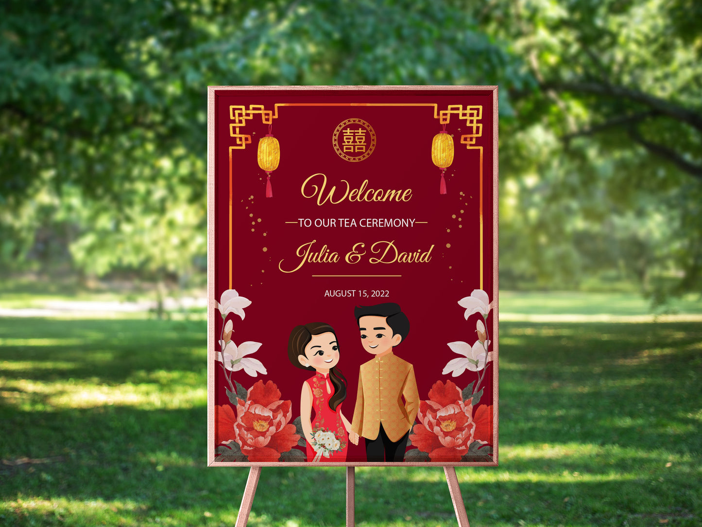 Cute Vietnamese Wedding, Tea ceremony, Welcome signage template #wcsl220909
