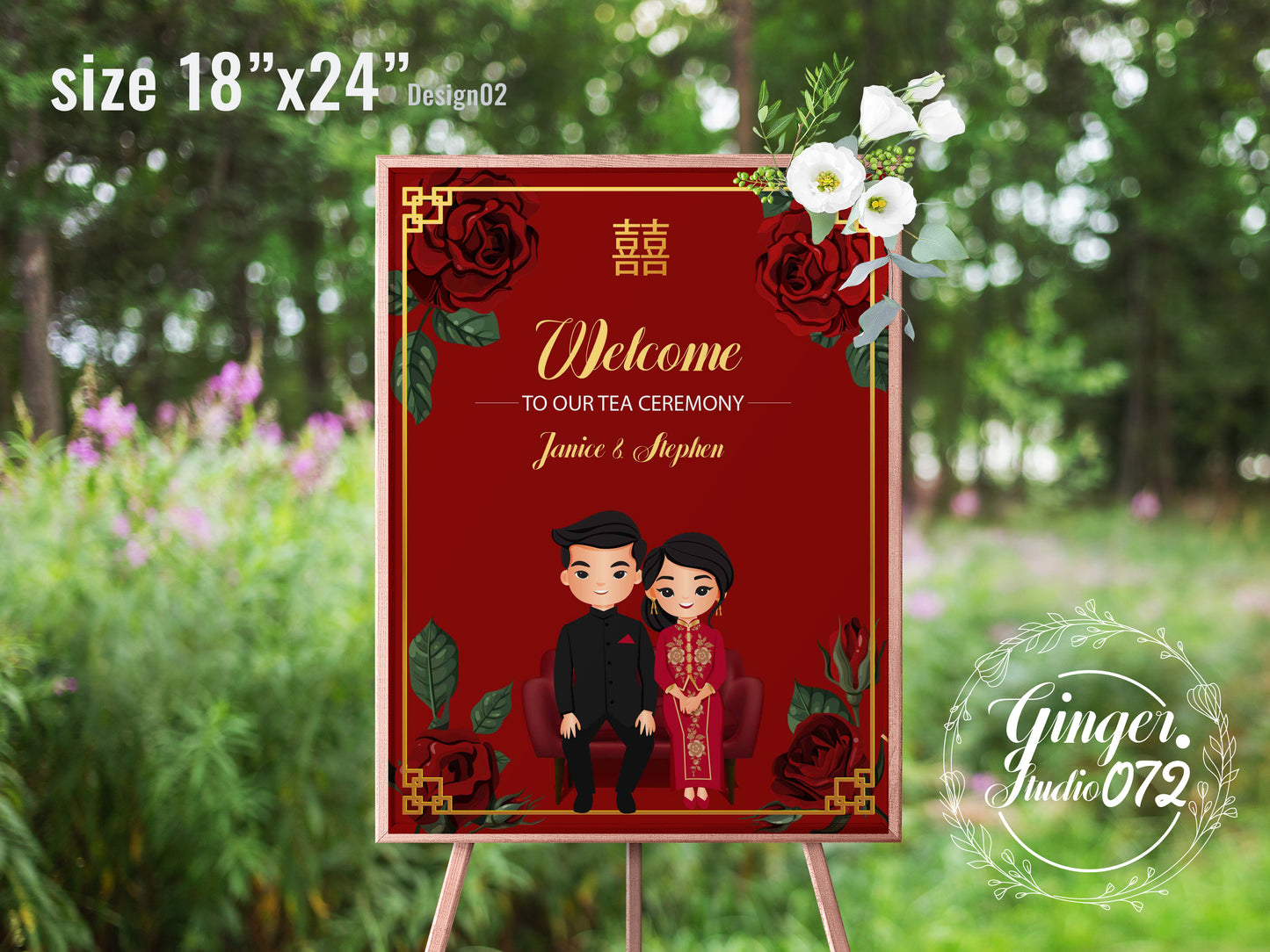Cute Vietnamese Wedding, Tea ceremony, Welcome signage template #wcsl211204