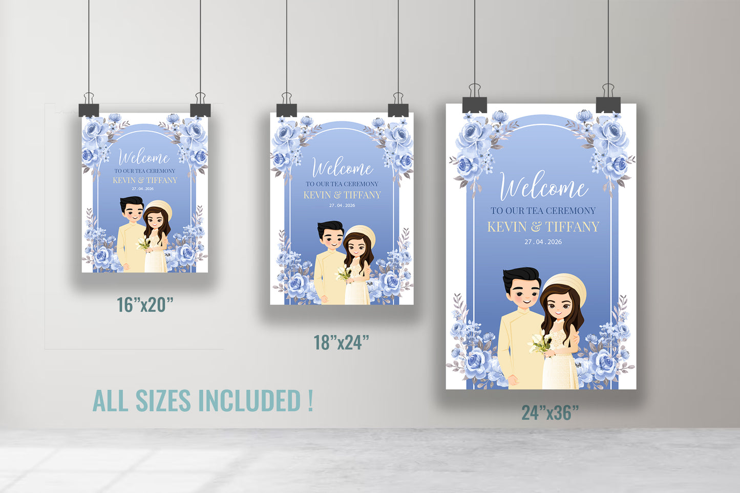 Cute Vietnamese Wedding, Tea ceremony, Welcome signage template #wcsl230604