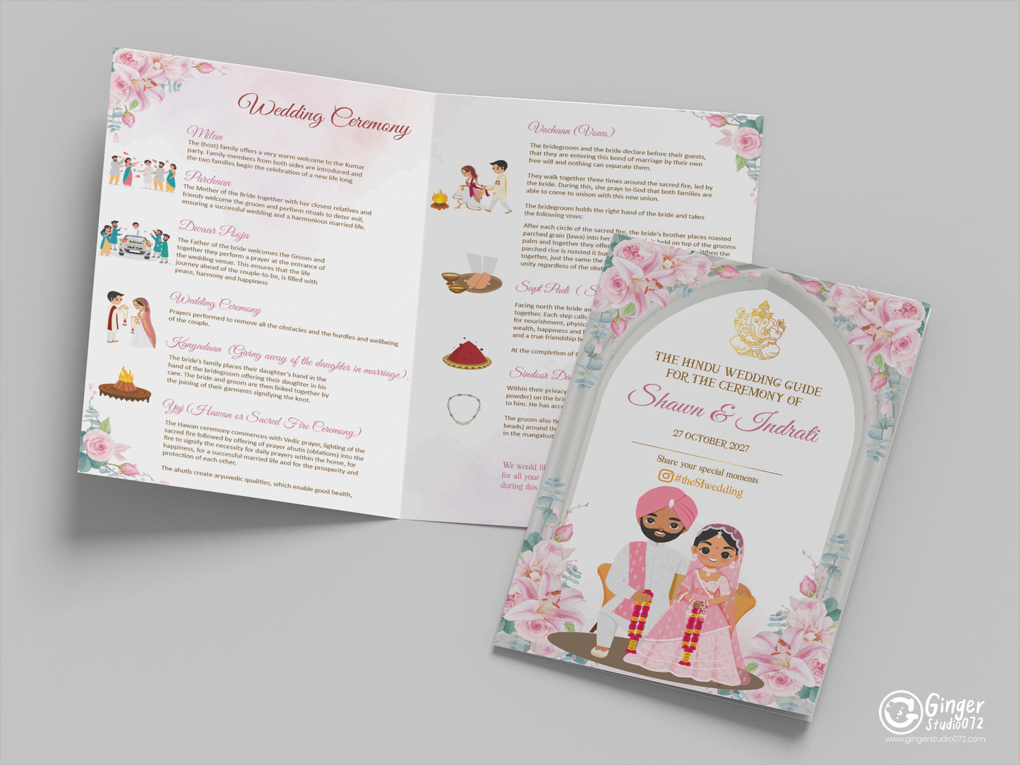 Wedding Program template | Hindu Ceremony Program & Indian Wedding program guide #wptp240601