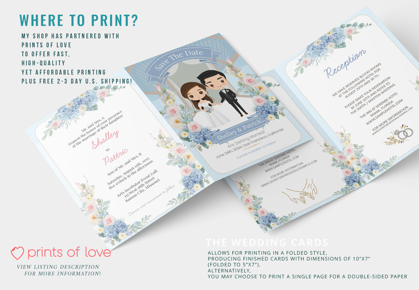 Cute Wedding Invitation, E-Invitation, Digital Template Set #ctwd230201