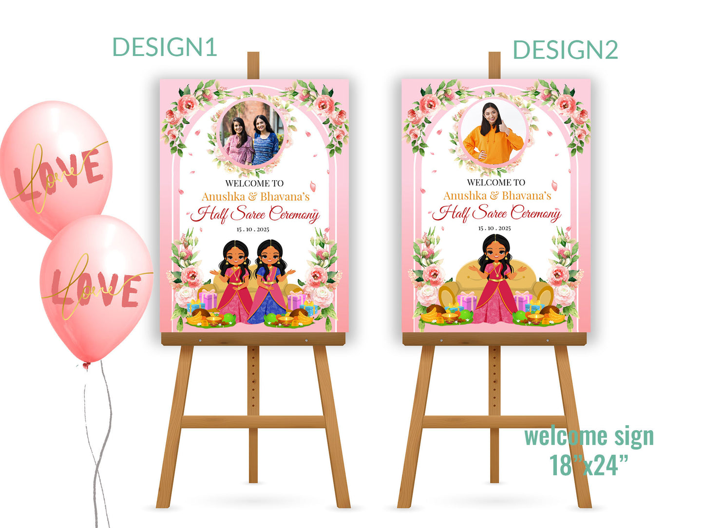 Cute Milestone invite : half saree ceremony, Customize Template  #hfiv220703