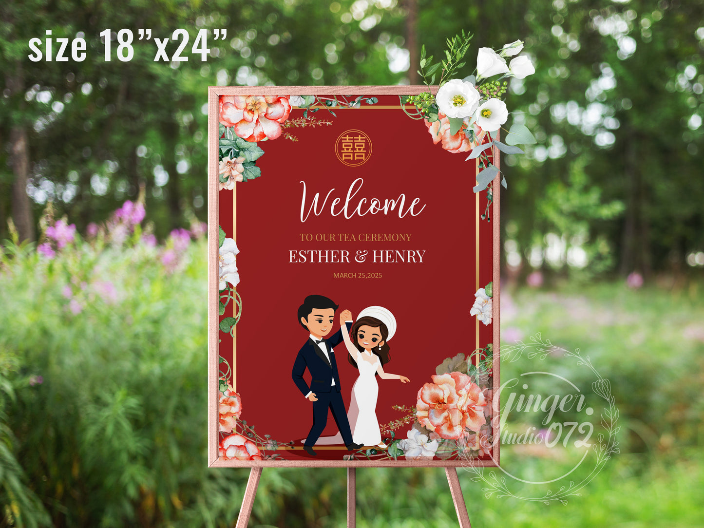 Cute Vietnamese Wedding, Tea ceremony, Welcome signage template #wcsl221005