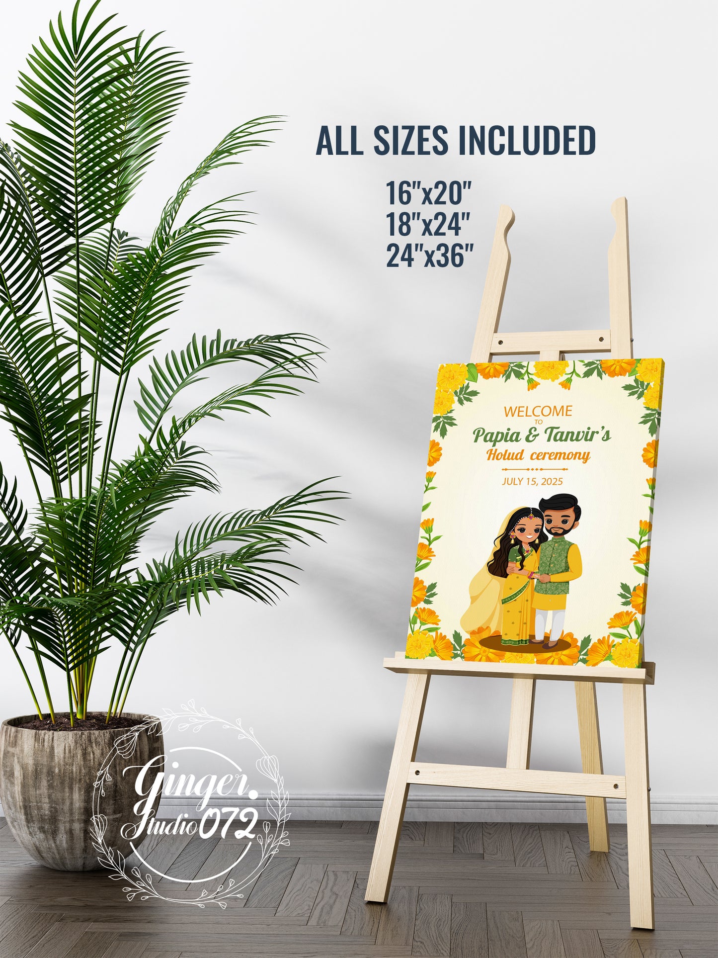 Cute Indian sign: Haldi/Mehndi/Sangeet, reception template #wcsl220806