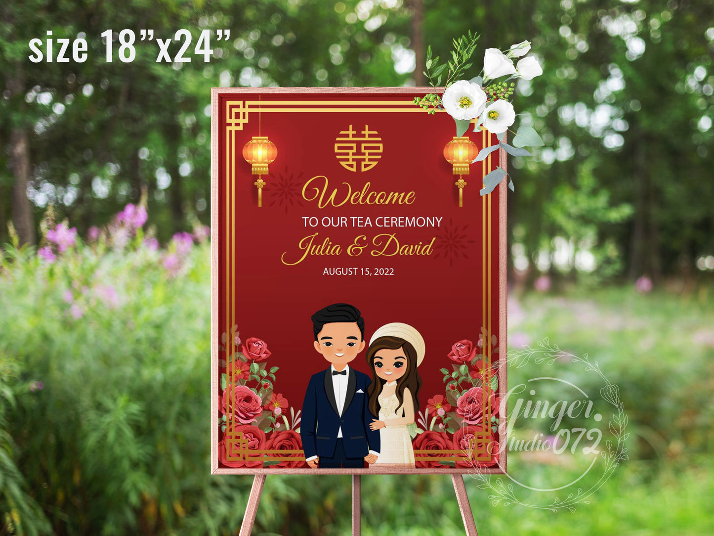 Cute Vietnamese Wedding, Tea ceremony, Welcome signage template #wcsl220703