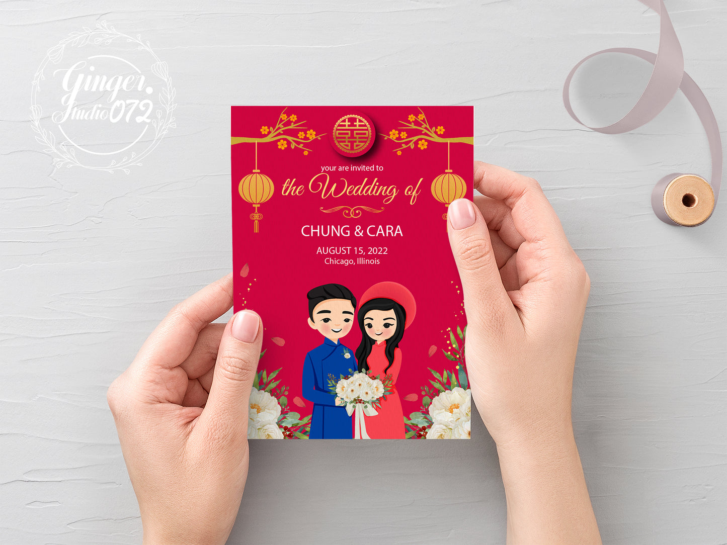 Cute Vietnamese wedding Tea ceremony, Ao dai wedding, Invite template #vmwc210601