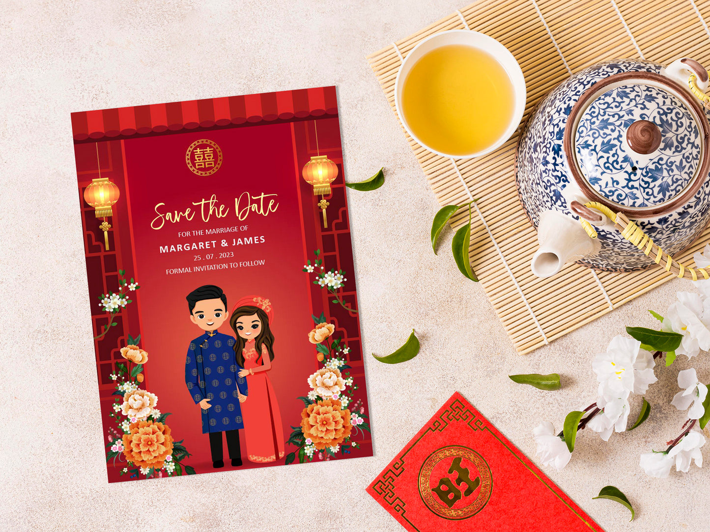 Cute Vietnamese wedding invite, Áo dài theme, Customize Invite Template #cvwl230202