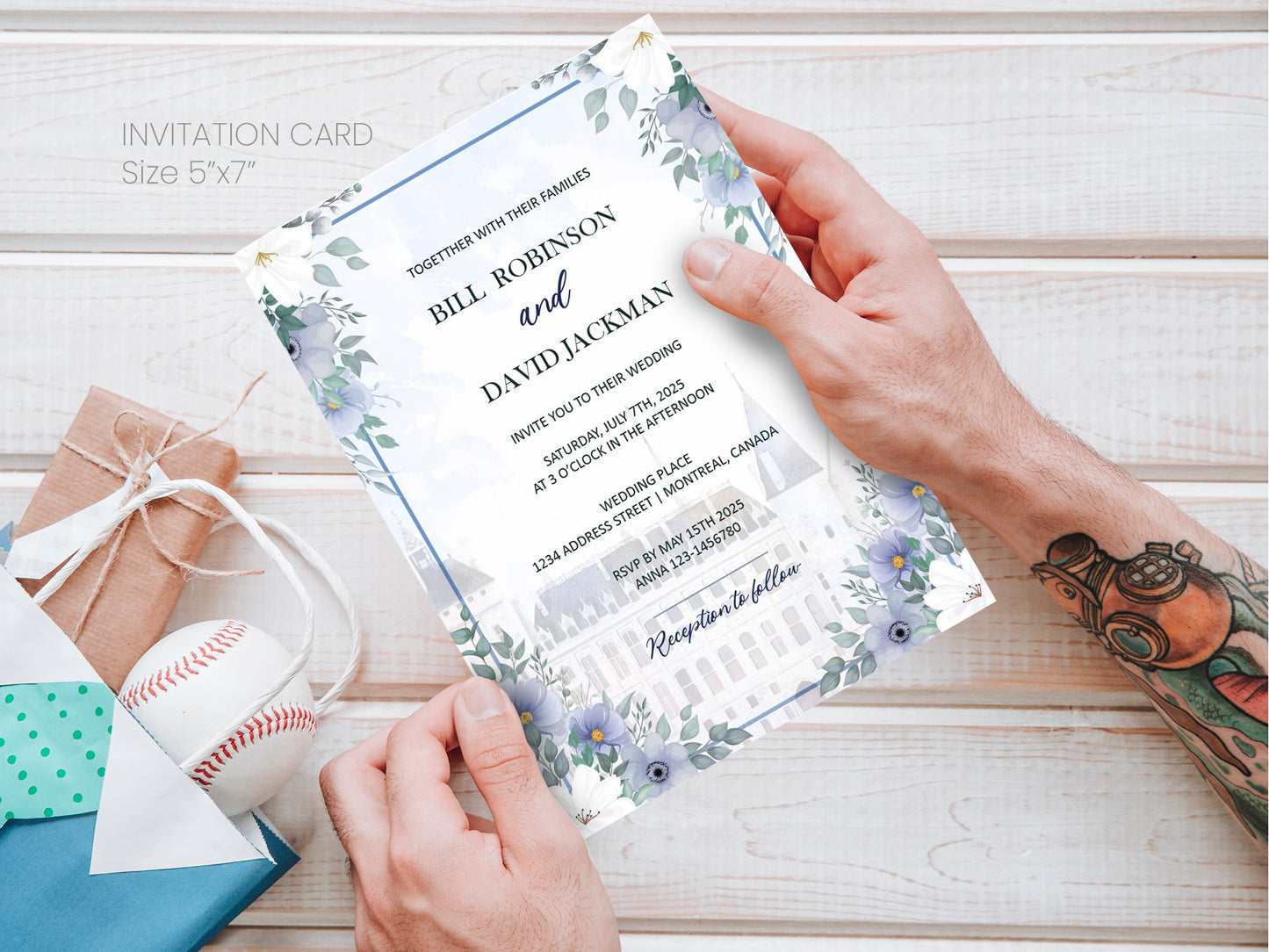 Cute LGBT wedding Invites, Asian-Caucasian wedding, customize template #lgbt220801