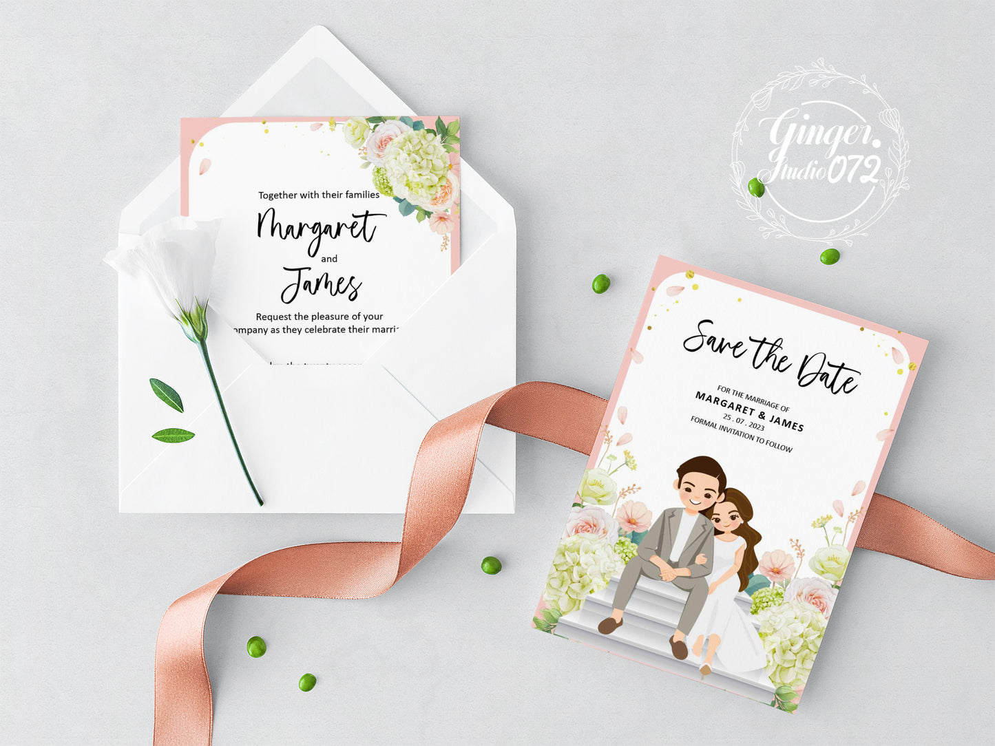Cute Wedding Invitation, E-invitation, Digital template #cutewd211001