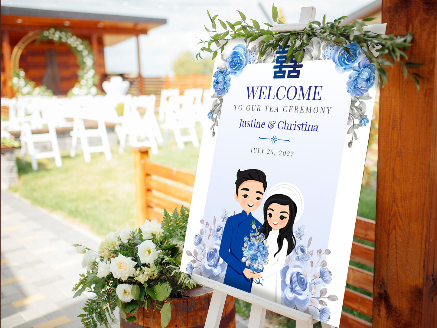 Cute Vietnamese Wedding Welcome sign, customize wedding sign, Tea ceremony event #wcsl230709