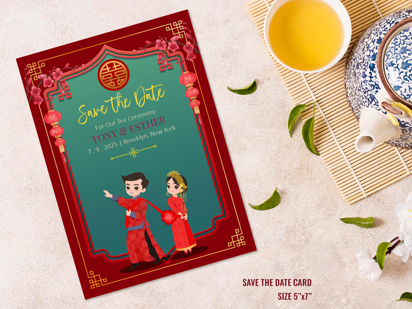 Cute Chinese Wedding, Tea Ceremony, invitation Template #cvwl221004