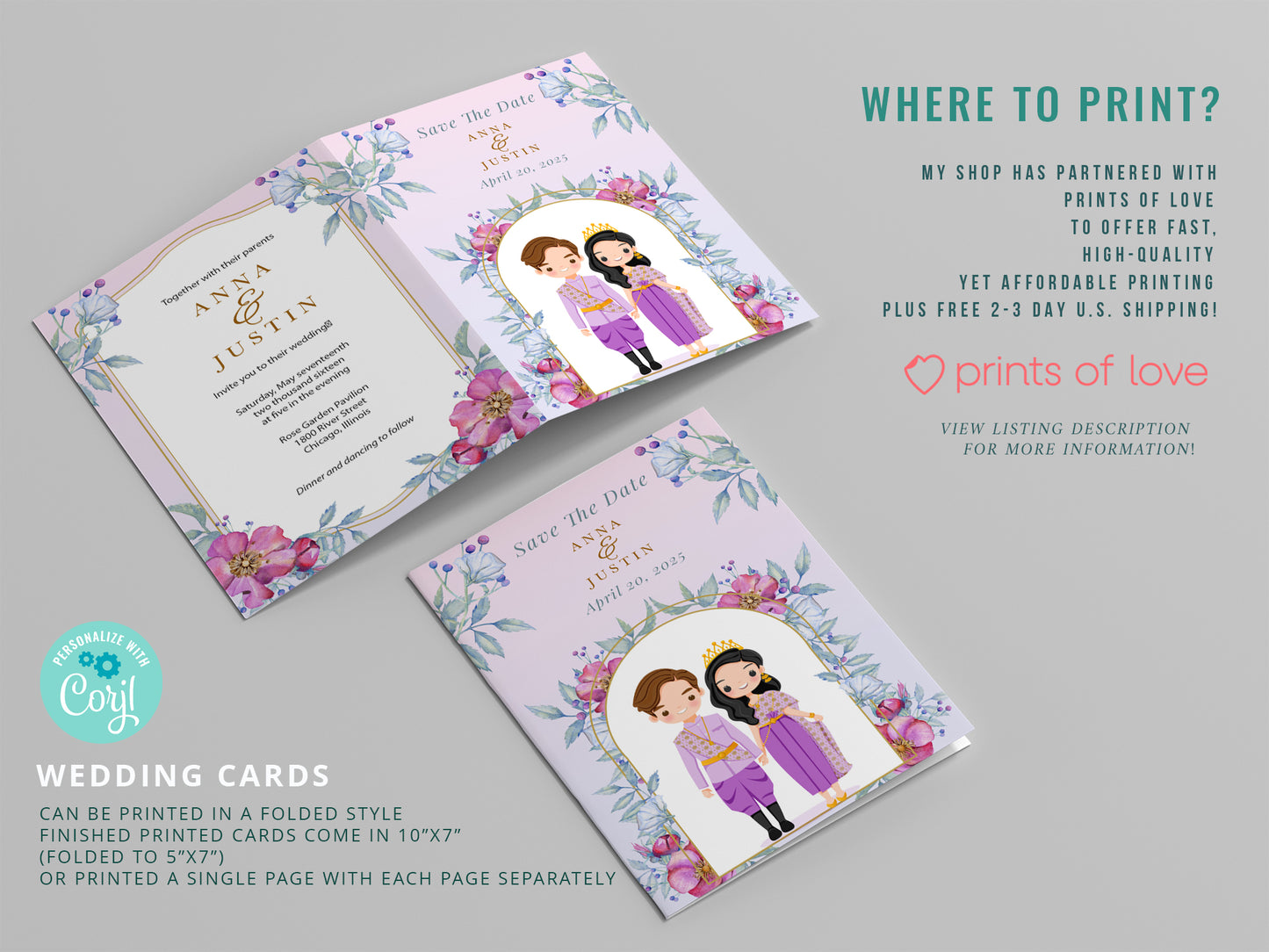 Cute Asian, Khmer, Lao, Thai Wedding invitation, E-Invite template #sewc230106