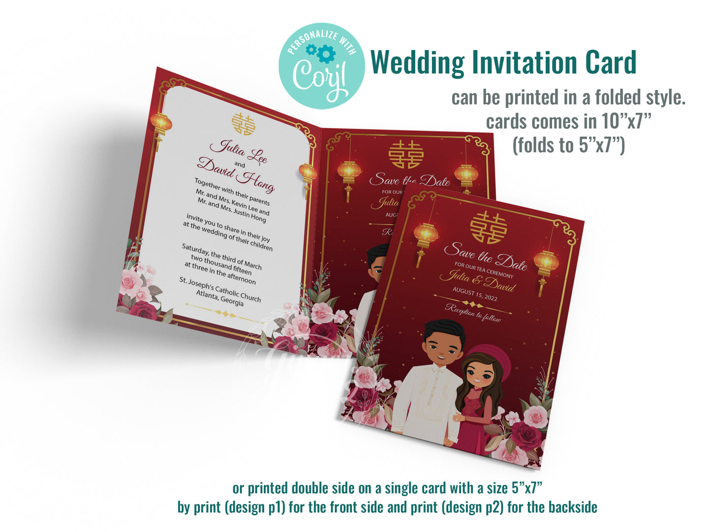 Cute Vietnamese-Filipino wedding invite, Áo dài-Tagalog theme, Customize Invite Template #cvwl220906