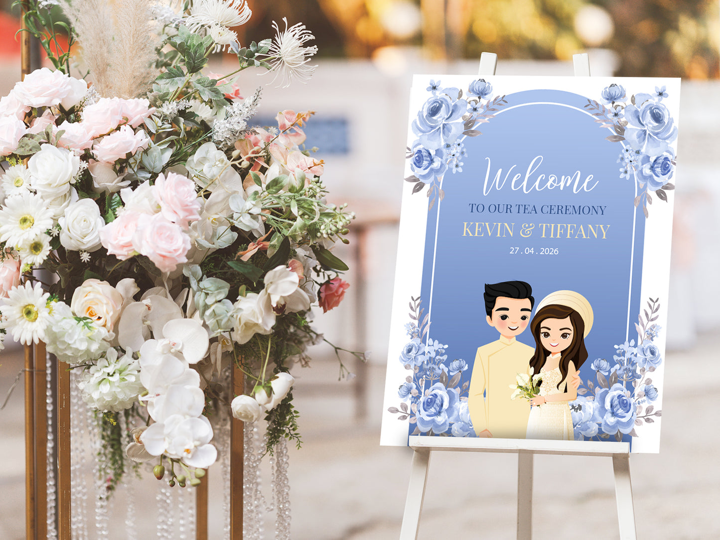 Cute Vietnamese Wedding, Tea ceremony, Welcome signage template #wcsl230604