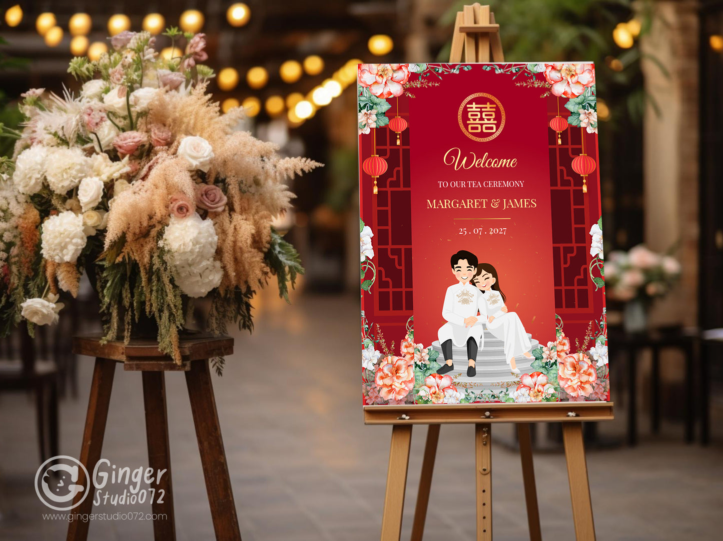 Cute Vietnamese Wedding tea ceremony, welcome sign template #vnws240505