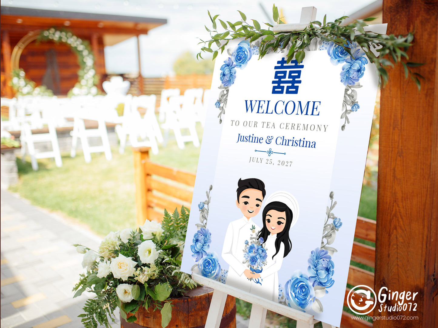 Cute Vietnamese Wedding Welcome sign, customize wedding sign, Tea ceremony event #wcsl2307010V