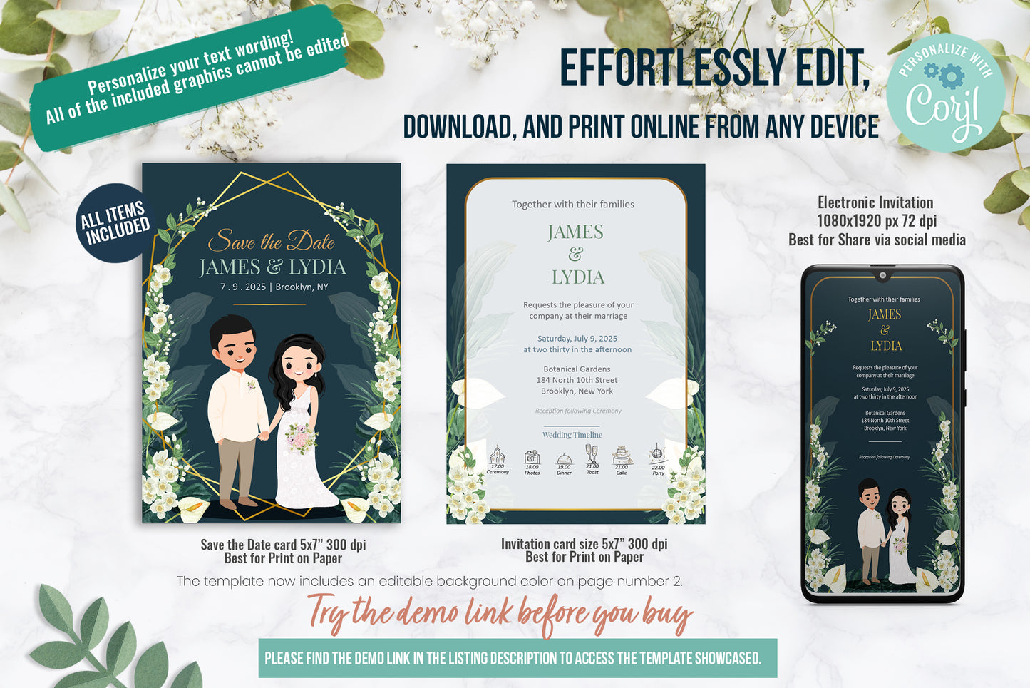 Cute Filipino wedding invitation, Customize Template #sewc230604