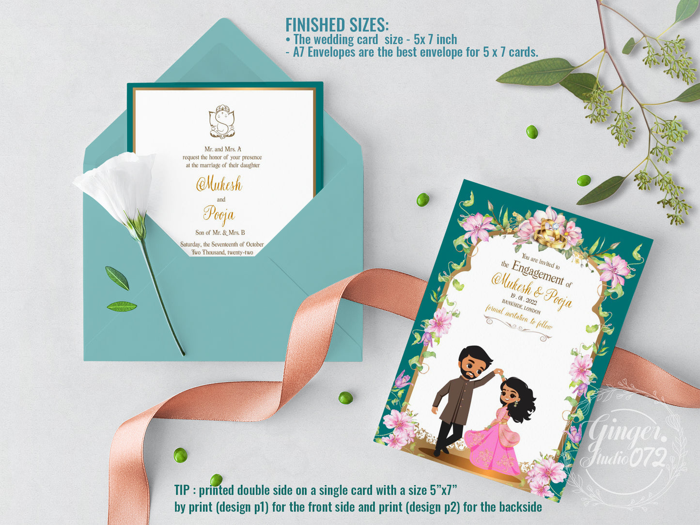 Cute Indian/Hindu wedding invite, Haldi/Mehndi/Sangeet, Customize template #idwc220918
