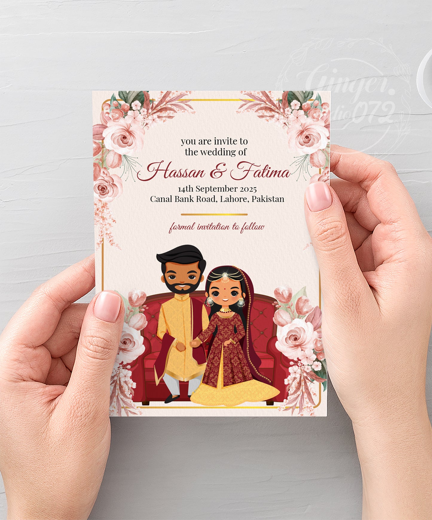 Cute Indian/Hindu wedding invite, Haldi/Mehndi/Sangeet, Customize template #idwc210601