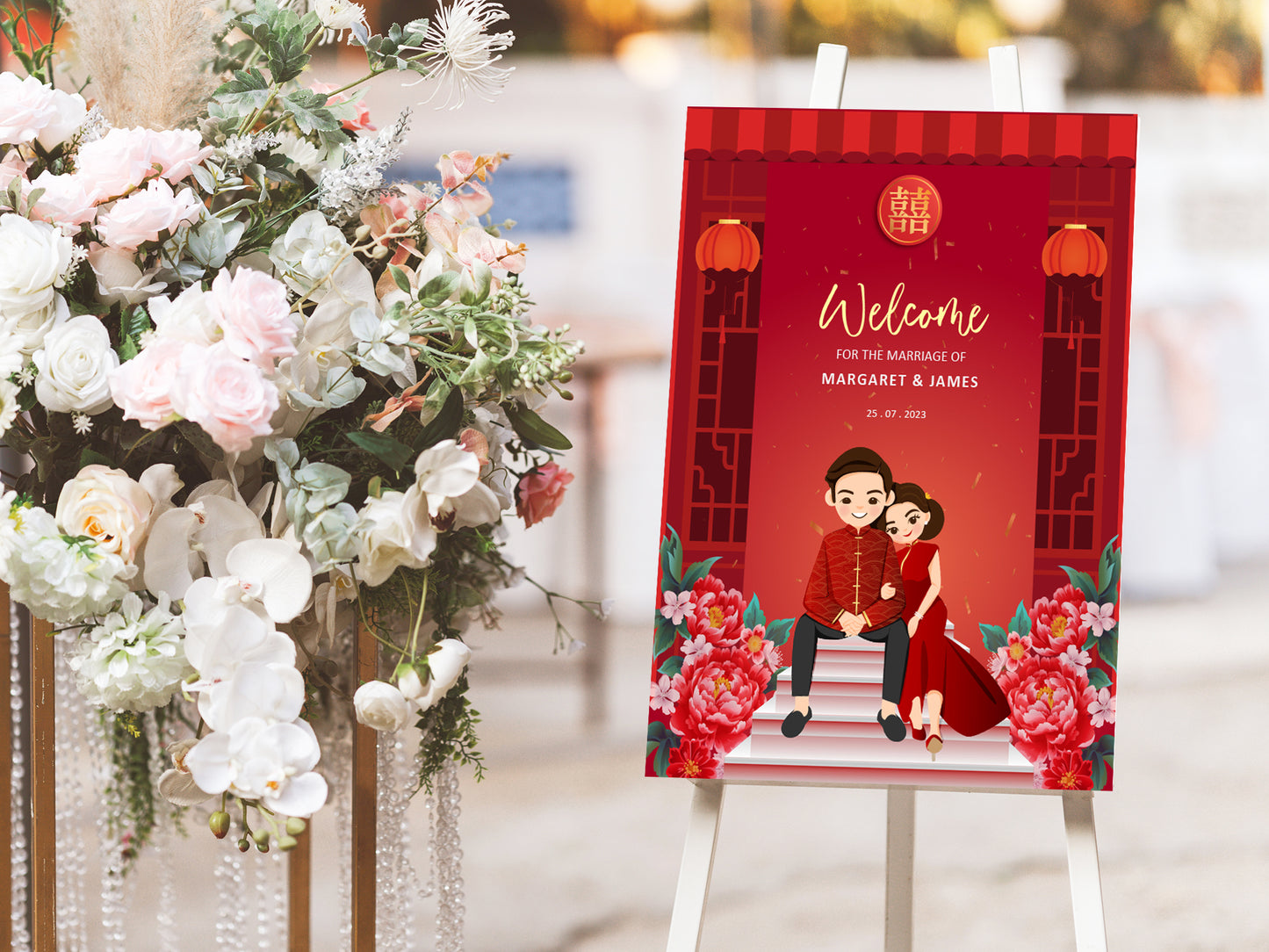 Cute Vietnamese Wedding, Tea ceremony, Welcome signage template #wcsl220606