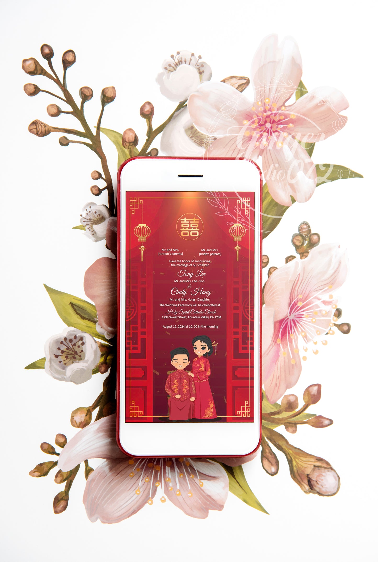 Cute Chinese Wedding, Tea Ceremony, invitation Template #cvwl220802