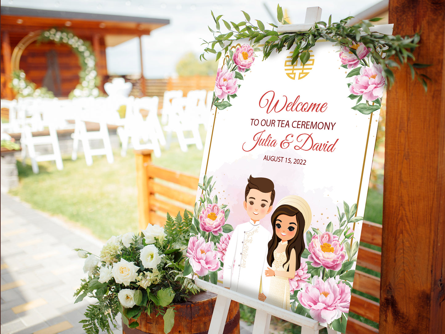 Cute Vietnamese Wedding Welcome sign, Tea ceremony event #wcsl230705