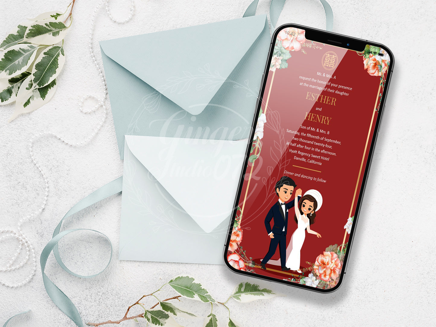 Cute Vietnamese wedding invite, Áo dài theme, Customize Invite Template  #cvwl221001