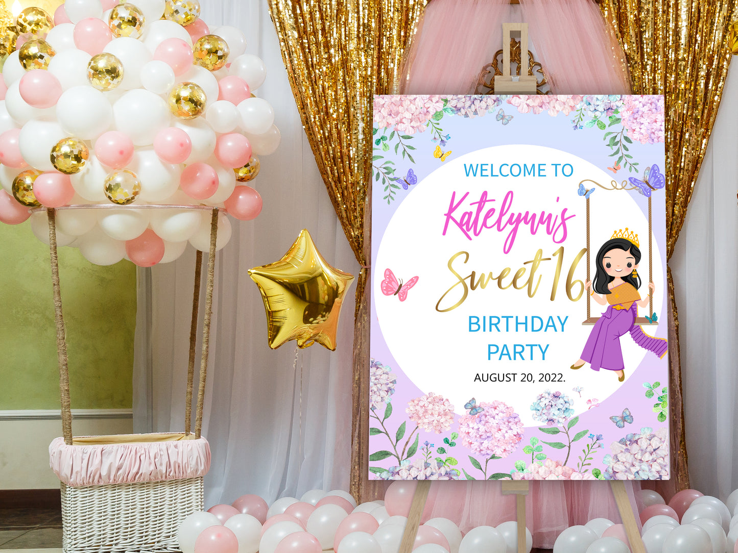 Sweet Sixteen Bliss: Customizable Invitations and Signs template #mttp240802