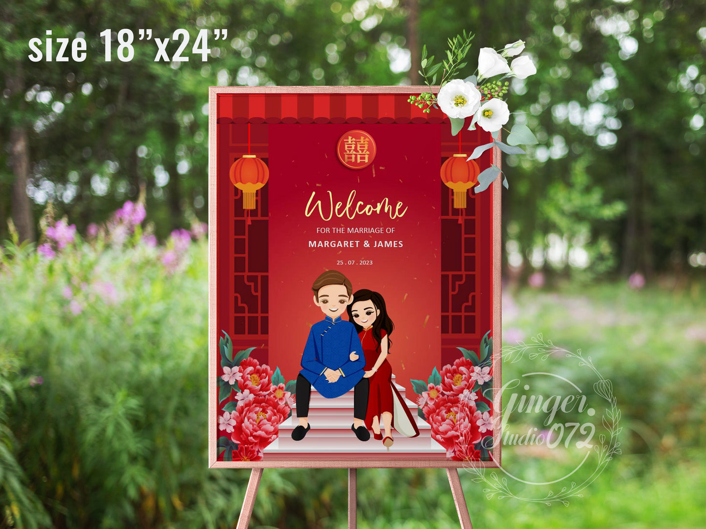 Cute Vietnamese Wedding, Tea ceremony, Welcome signage template #wcsl220804