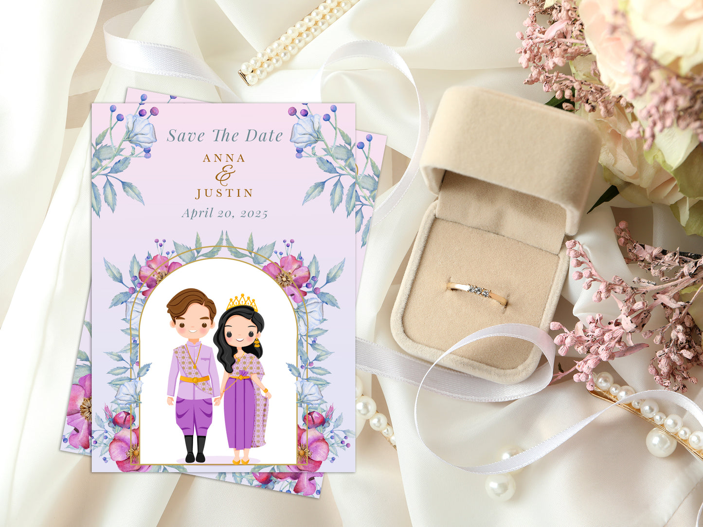 Cute Asian, Khmer, Lao, Thai Wedding invitation, E-Invite template #sewc230106