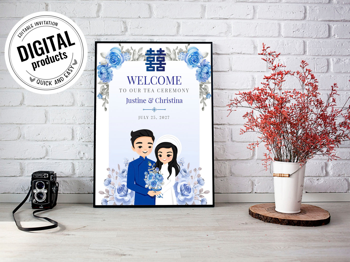Cute Vietnamese Wedding Welcome sign, customize wedding sign, Tea ceremony event #wcsl230709