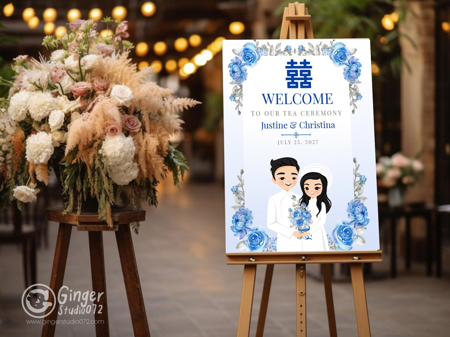Cute Vietnamese Wedding Welcome sign, customize wedding sign, Tea ceremony event #wcsl2307010V