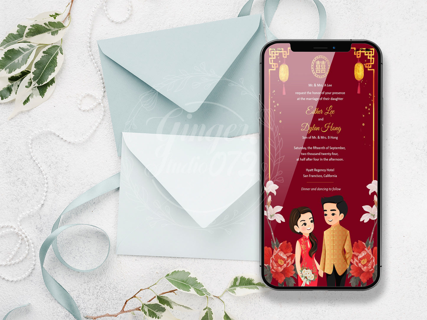 Cute Vietnamese wedding invite, Áo dài theme, Customize Invite Template #cvwl220905