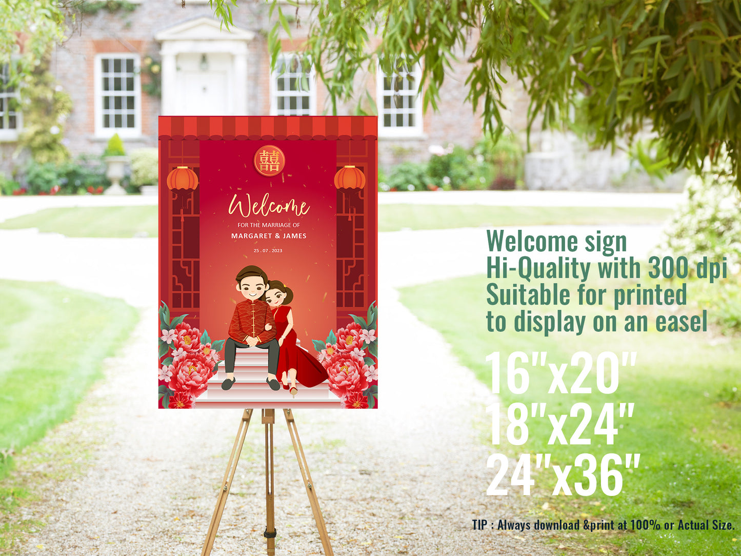 Cute Vietnamese Wedding, Tea ceremony, Welcome signage template #wcsl220606