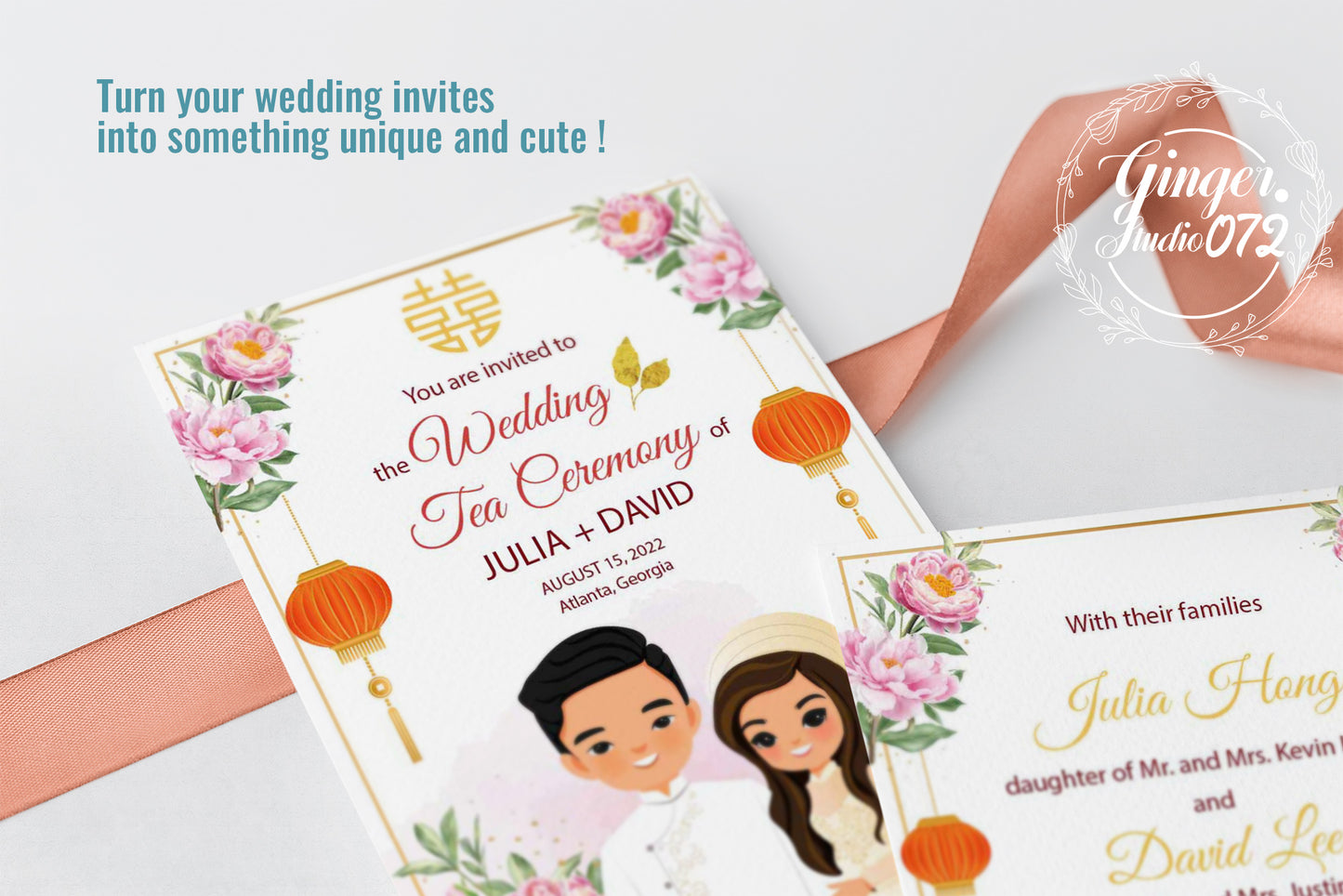 Cute Vietnamese wedding invite, Áo dài theme, Customize Invite Template #cvwl220102