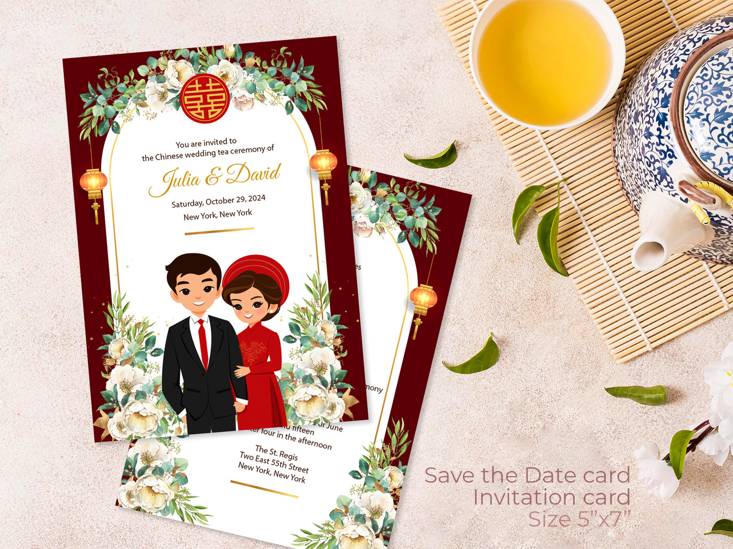 Cute Vietnamese wedding invite, Ao dai theme, Customize Template #cvwl230102