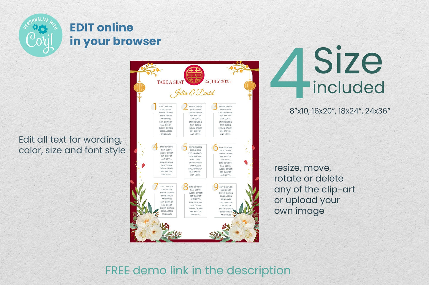 Cute Tea Party Table Seat Signage, Digital Welcome signage template #tbsp2310001