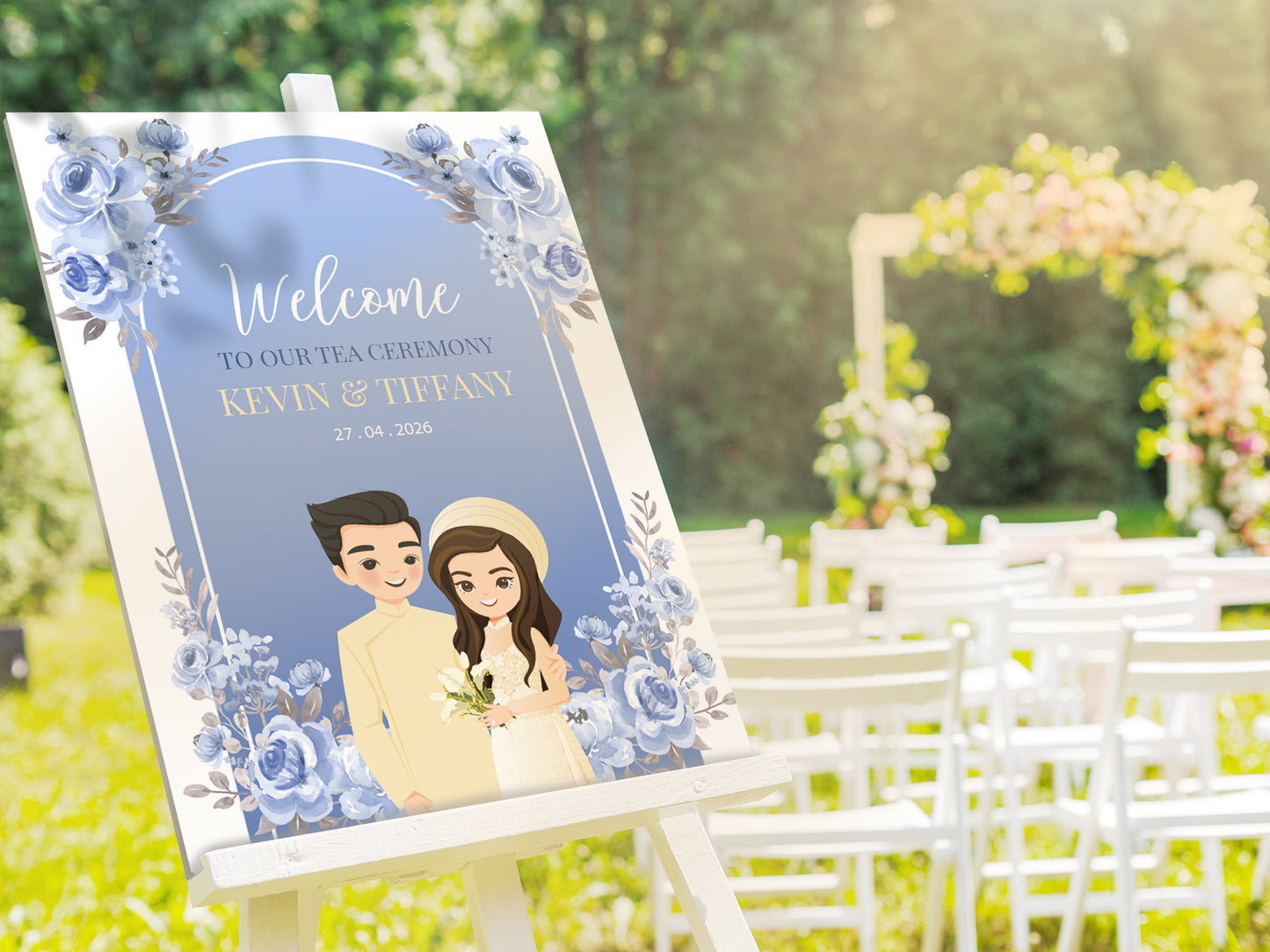 Cute Vietnamese Wedding, Tea ceremony, Welcome signage template #wcsl230604