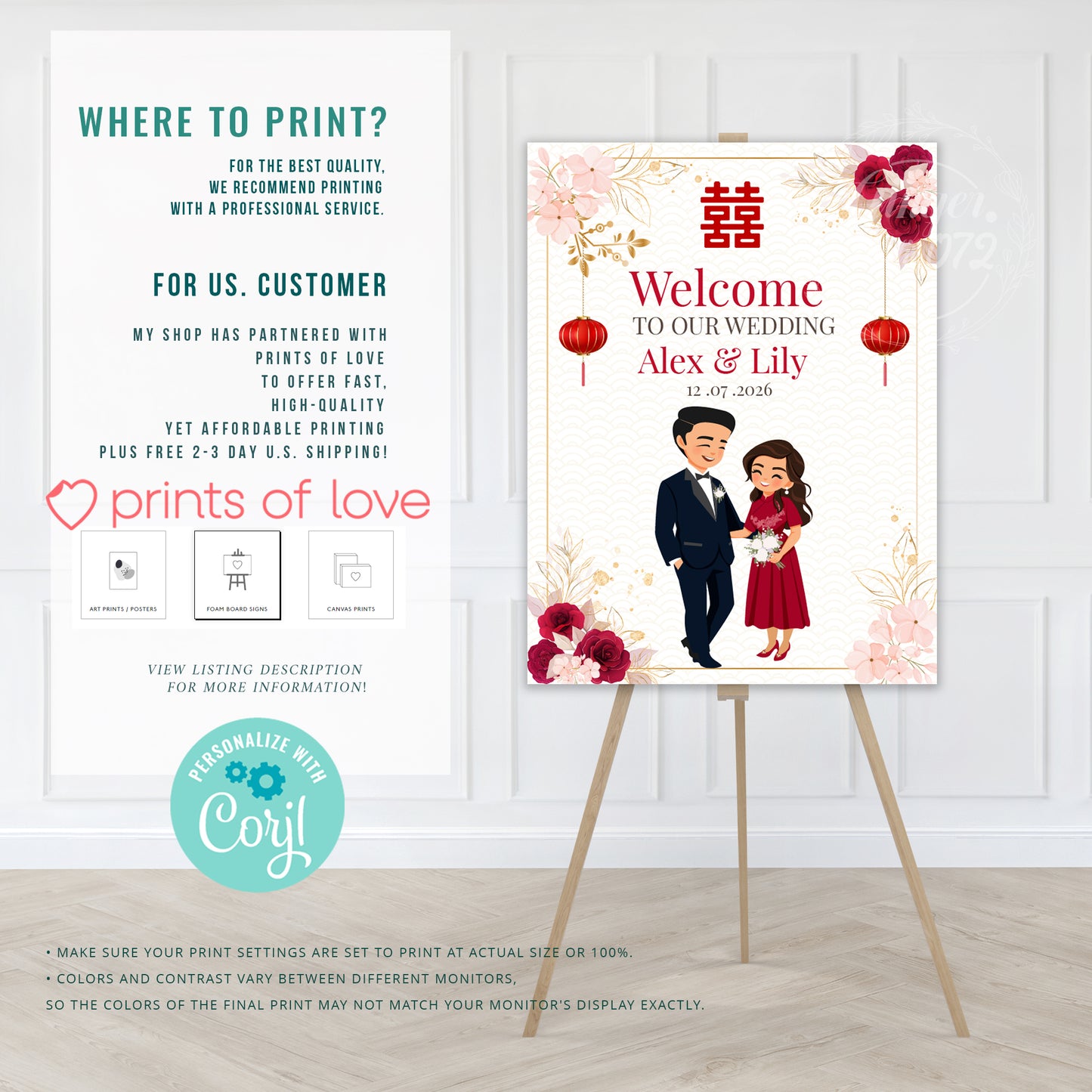 Cute Vietnamese Wedding, Tea ceremony, Welcome signage template #wcsl230904