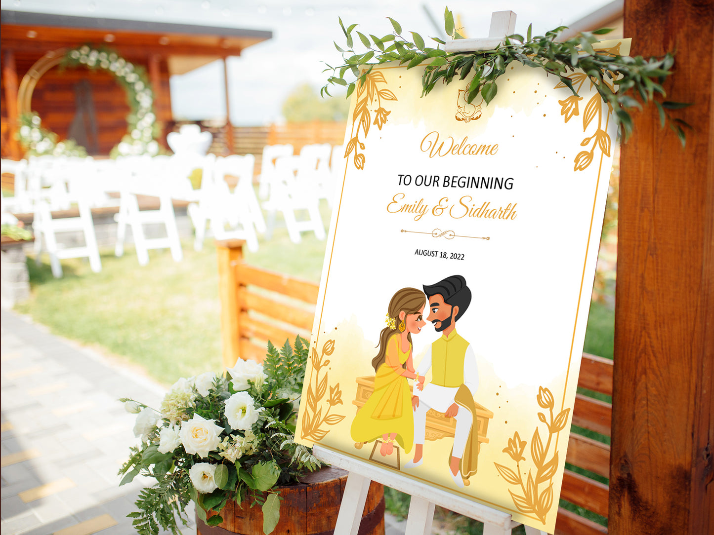 Cute Indian sign: Haldi/Mehndi/Sangeet, reception template #wcsl210702