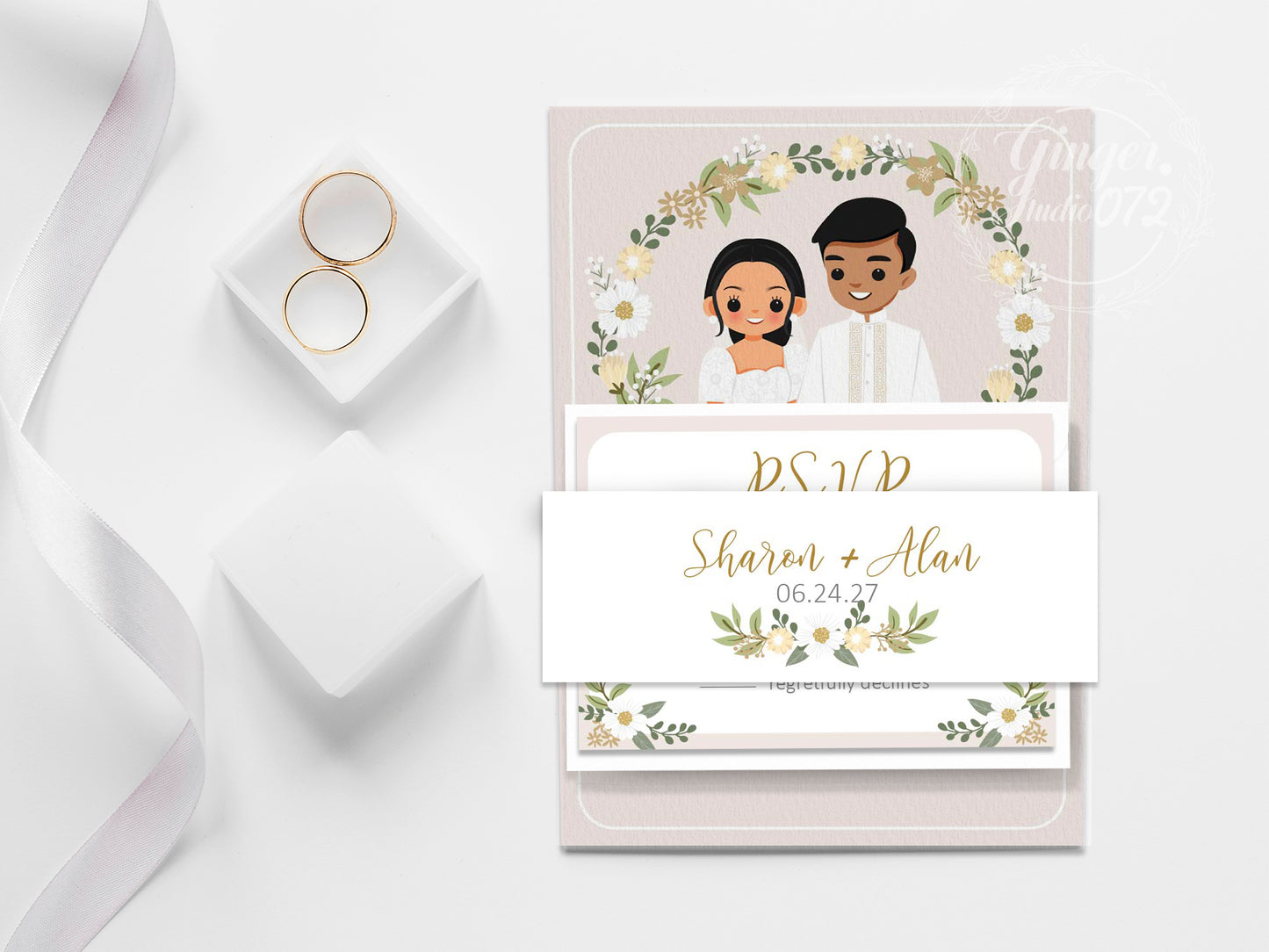 Cute Filipino wedding invitation, Customize Template  #fpiv240101