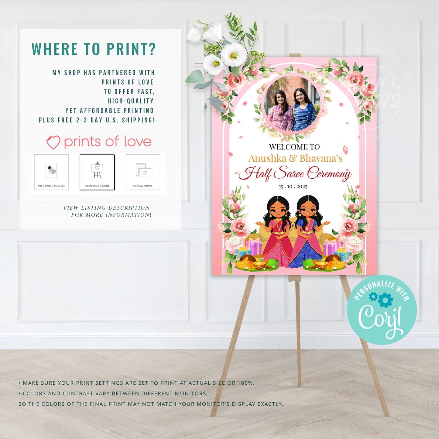 Cute Milestone invite : half saree ceremony, Customize Template  #hfiv220703